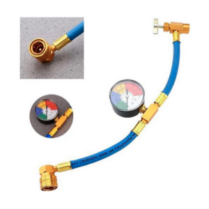 Manguera de carga con medidor de presión R134 + llave botella 1/4 para coches